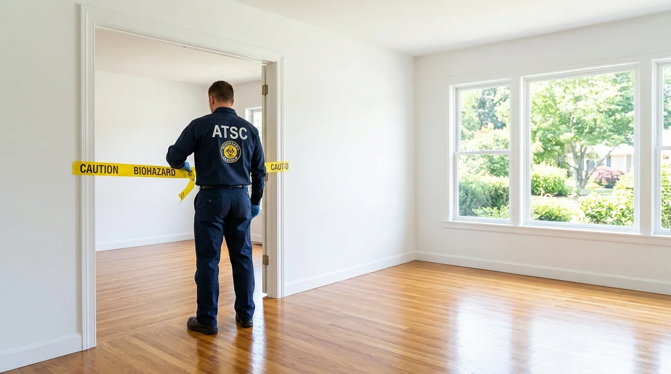 Certified biohazard cleanup crew performing Decomposition Cleanup in North Amherst